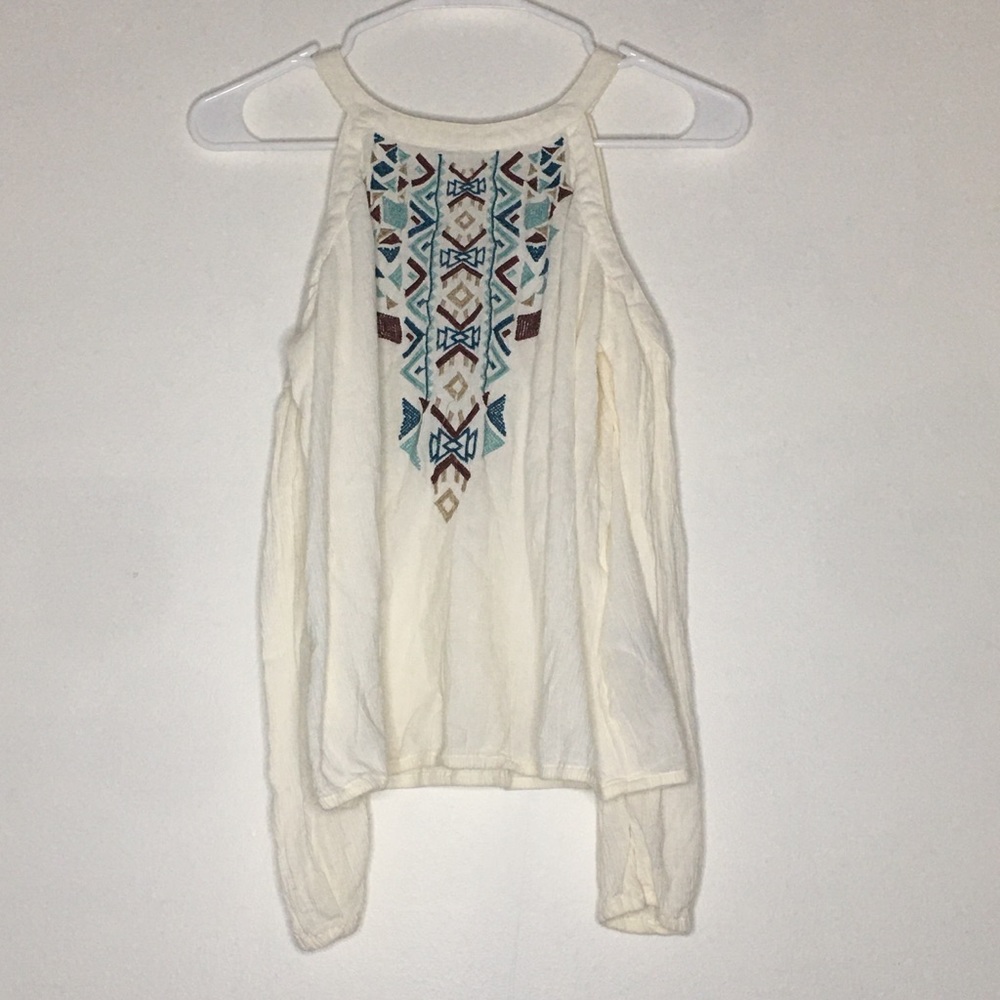 HOLLISTER WHITE EMBROIDERED BLOUSE